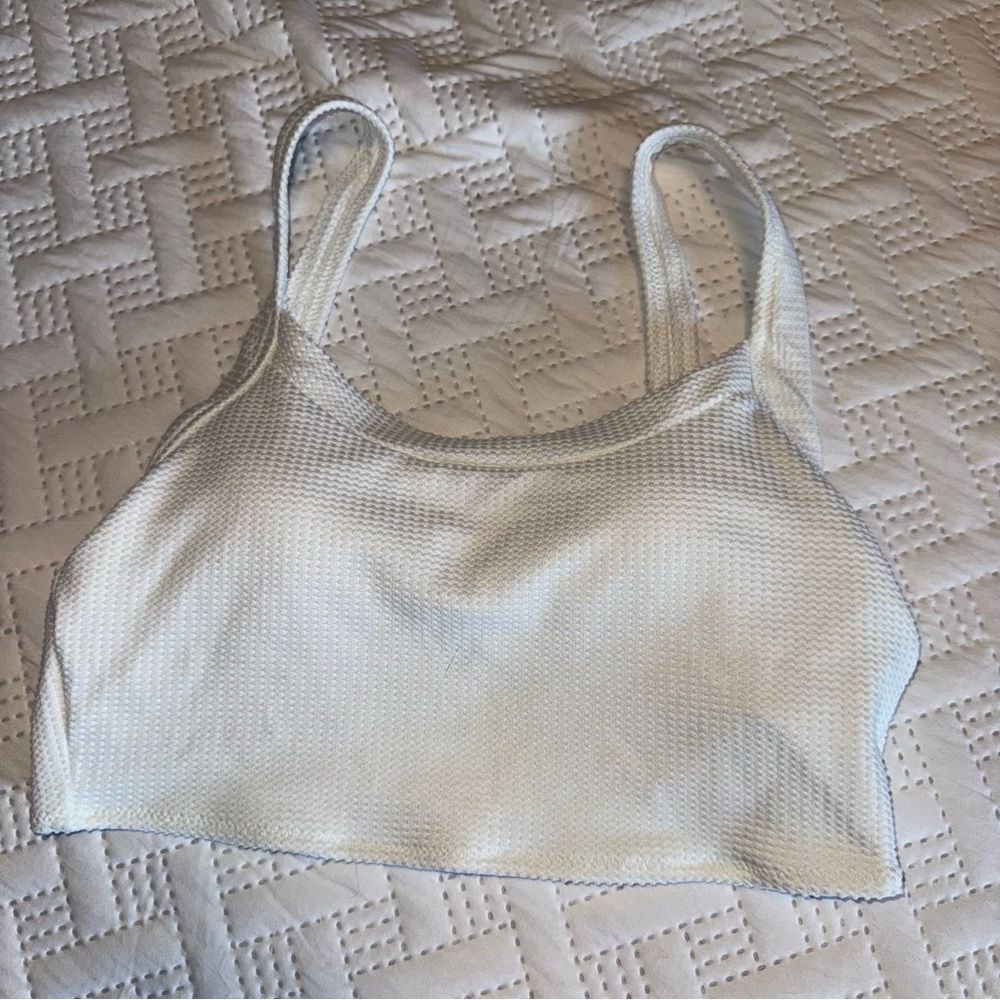 Women's White Textured Bikini Top